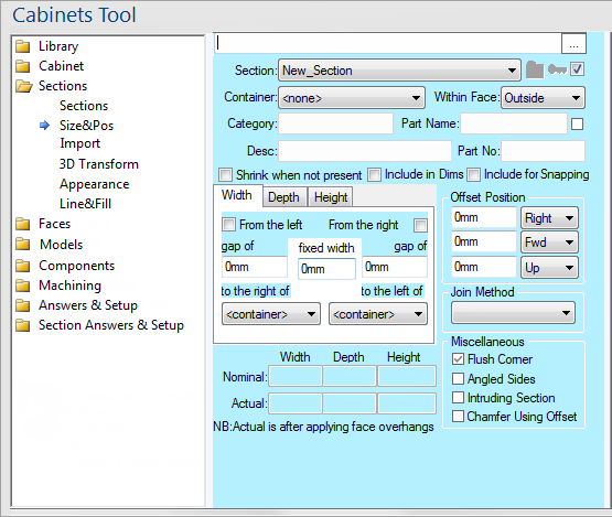 Section Size and Pos